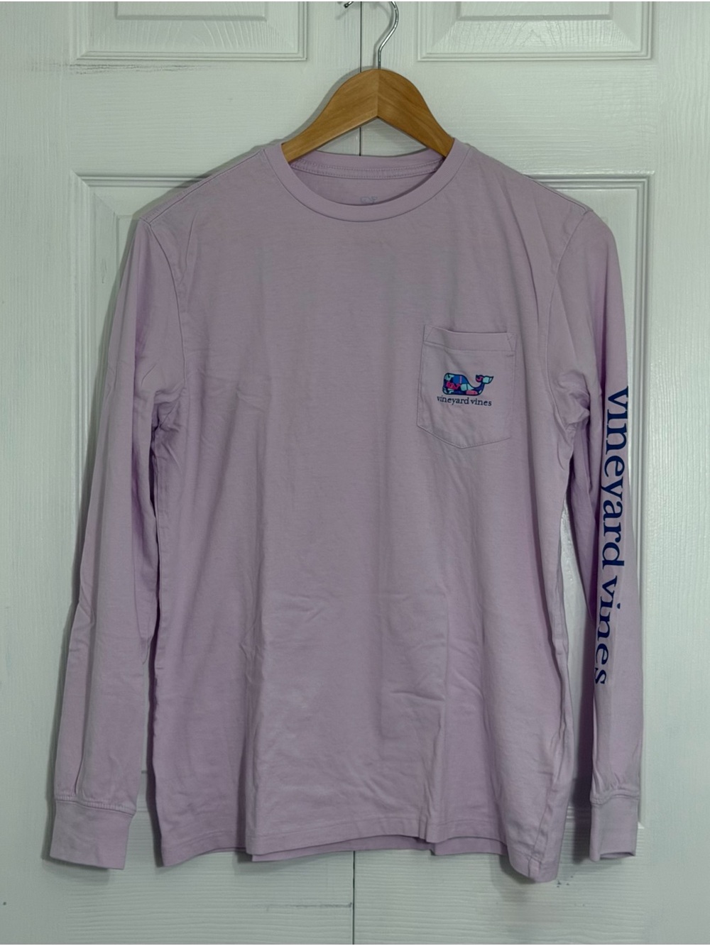 Vineyard Vines Long-Sleeve Pocket Tee in Light Lavender, Kids Size XL/18
